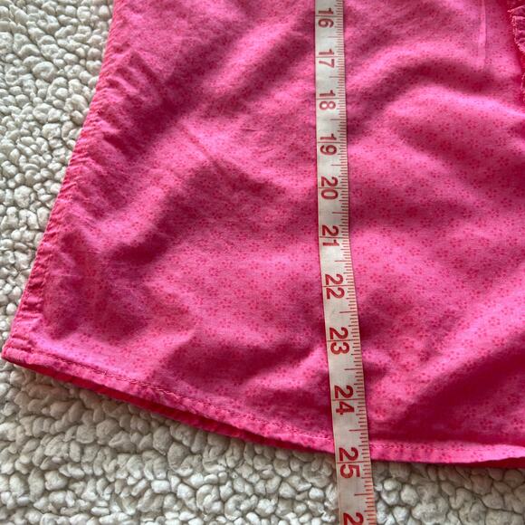 Izod 100% Cotton Pink Ruffle Button Up Medium - Picture 11 of 11